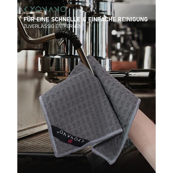 KYONANO Barista Zubehör, Barista Tuch Set 4 Stück, 30x30 cm Reinigungstuch zum reinigen Ihres Kaffee Equipments, extrem saugstarke, Barista Lappen für Dampflanze und Siebträgermaschine