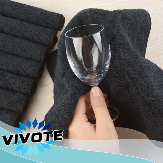 VIVOTE Microfaser-Reinigungstücher Schwarz Küchenlappen Haushalts Putzlappen super saugfähig und dick Spüllappen Mehrzweck Waschlappen Staubwischen 30cm X 30cm 20 Stück