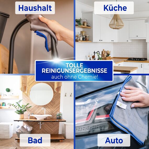 BEXEED® Fenstertücher [3 Stück] | Carbon-Mikrofaser Fenstertücher für 100% streifenfreie Fenster | Fenstertuch streifenfrei für strahlende Sauberkeit | 30x30cm