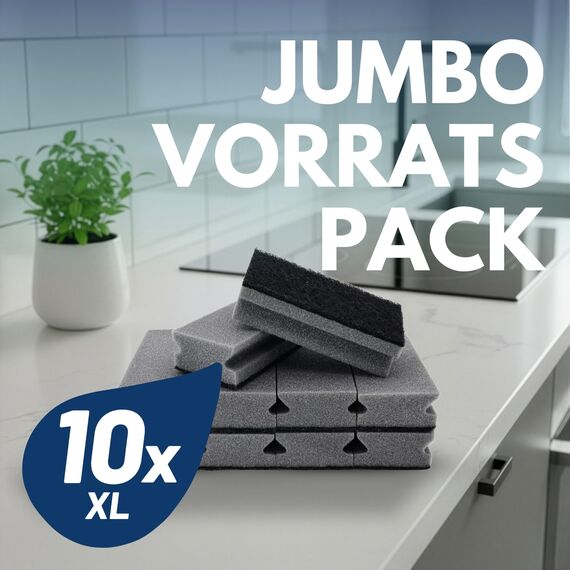 SONTY Spülschwamm XL Grau/Schwarz aus Österreich - 10x Profi Jumbo Schwamm - Küchenschwamm mit Schleifmittel - Topfreiniger Putzschwamm Küche gegen hartnäckigen Schmutz (15 x 7 x 4 cm - 10 Schwämme)