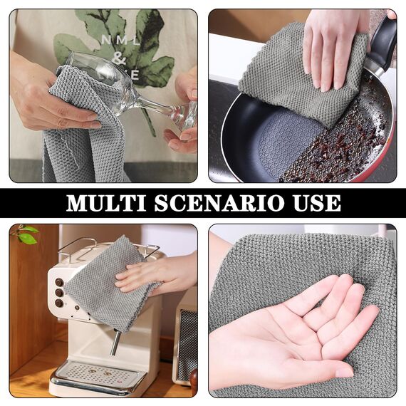 VIVOTE Mikrofaser Spüllappen, wiederverwendbar, Super Saugfähige Küchentücher, universal Reinigungstücher & Wischlappen, schnell trocknend, fusselfrei, 30 x 30 cm, Grau, 10 Stück