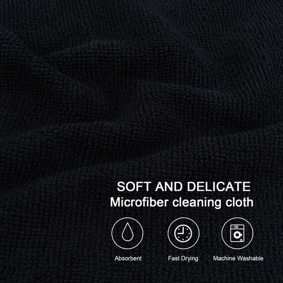 VIVOTE Microfaser Reinigungstuch, Schwarz Putzlappen Spüllappen Küchentücher, Wiederverwendbar Haushalts Putztücher Spültücher Microfaser Küche Putztücher Mehrzweck Staubwischen 30 cm X 30 cm 12 Stück