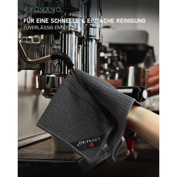 KYONANO Barista Zubehör, Barista Tuch Set 4 Stück, 30x30 cm Reinigungstuch zum reinigen Ihres Kaffee Equipments, extrem saugstarke, Barista Lappen für Dampflanze und Siebträgermaschine