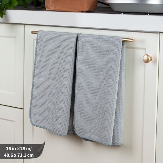 Polyte - Premium-Geschirrhandtücher aus Mikrofaser - Waffelstruktur - Grau - 41 x 71 cm - 12 Stück