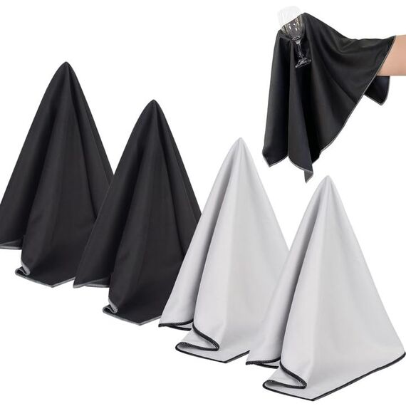 SINLAND 4 Stück Große Mikrofaser Glaspoliertücher Streifenfrei Fusselfrei Spiegeltuch Putztuch zum polieren von Spiegel Reinigungstuch für Weingläsern, Besteck, Edelstahl, Kamera 64cm X 51cm