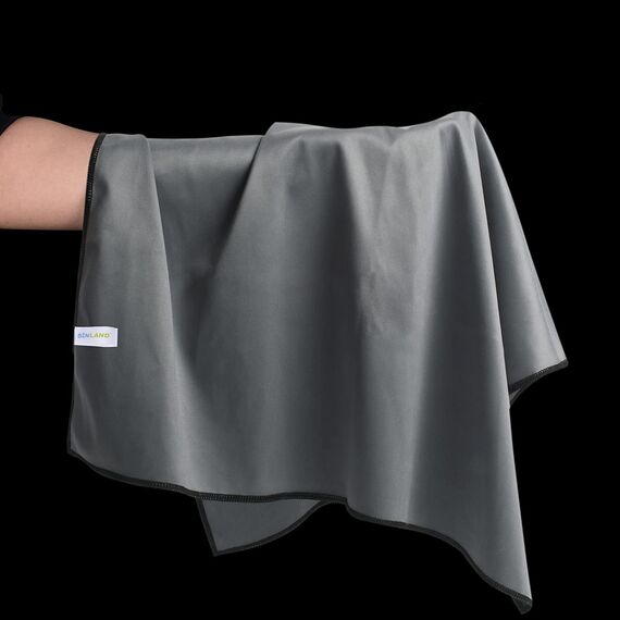 SINLAND 2 pcs Große Mikrofaser Glaspoliertücher Streifenfrei Fusselfrei Spiegeltuch Putztuch zum polieren von Spiegel Reinigungstuch für Besteck, Edelstahl Utensilien, Kamera 64cm X 51cm Dunkelgrau