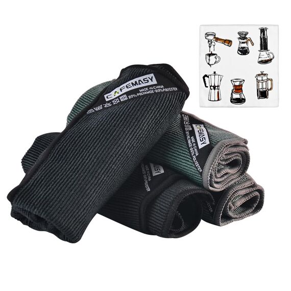 Barista Tuch Set 4 Stück - CAFEMASY Extrem Saugstarke Mikrofasertücher Barista Reinigungstuch für Siebträgermaschine Dampflanze