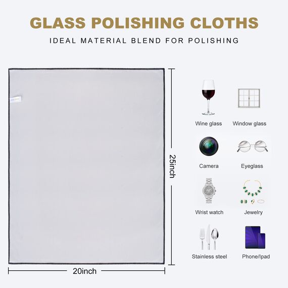 SINLAND 4 Stück Große Mikrofaser Glaspoliertücher Streifenfrei Fusselfrei Spiegeltuch Putztuch zum polieren von Spiegel Reinigungstuch für Weingläsern, Besteck, Edelstahl, Kamera 64cm X 51cm