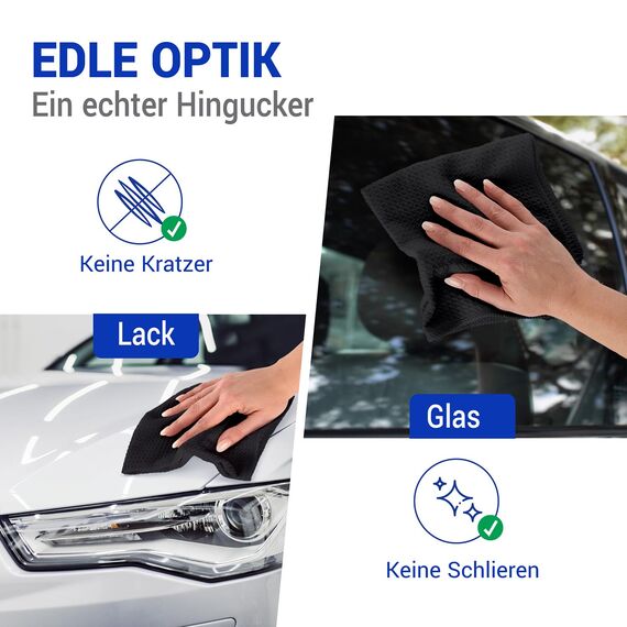 wolk Waffeltücher - Mikrofasertuch mit Waffelstruktur - 10 Stück - Größe: 38 x 38 cm - Farbe: schwarz - Lappen, Reinigungstücher, Putztücher - Bad, Küche, Gastronomie