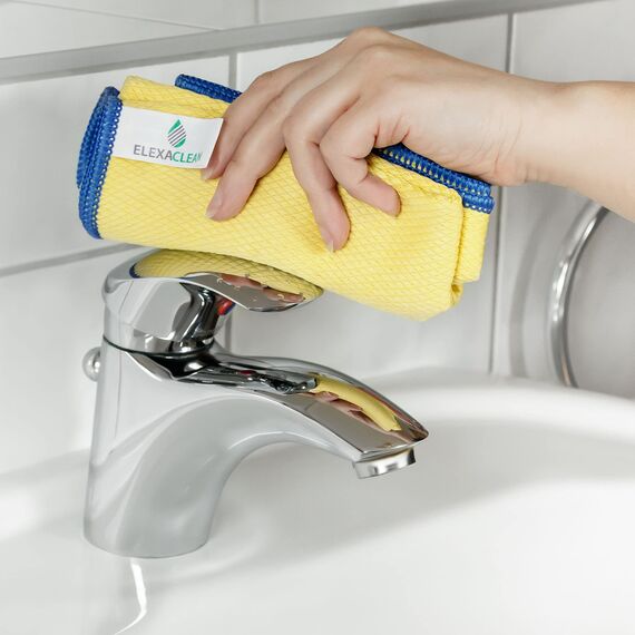 ELEXACLEAN Fenstertuch streifenfrei, Mikrofaser Fensterputztücher (8 Stück, 40x30 cm, gelb) Premium Glas Putztücher Auto für Innen & Außen