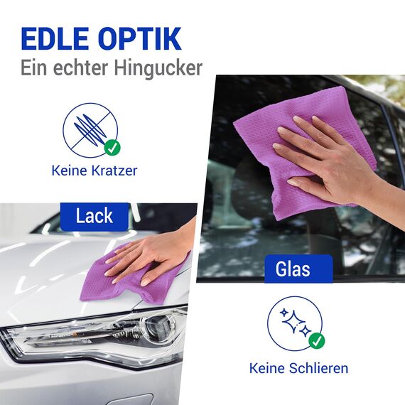 wolk Waffeltücher - Mikrofasertuch mit Waffelstruktur - 10 Stück - Größe: 38 x 38 cm - Farbe: lila - Lappen, Reinigungstücher, Putztücher - Bad, Küche, Gastronomie