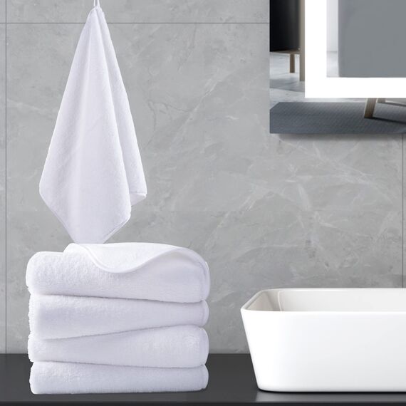 Polyte - Premium-Mikrofaserhandtuch - fusselfrei & schnelltrocknend - Weiß - 40 x 76 cm - 4 Stück