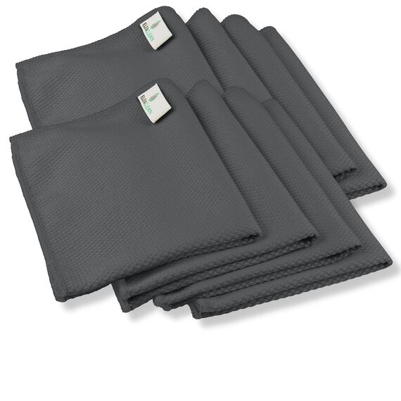 ELEXACLEAN Fenstertuch streifenfrei, Mikrofaser Fensterputztücher (8 Stück, 40x30 cm, anthrazit) Premium Glas Putztücher Auto für Innen & Außen