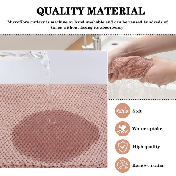 VIVOTE Microfibre Cloth, Dish Cloths, Soft Microfibre Cleaning Cloth, Reusable & Washable Premium Towels for Home, Kitchen 9Packs, (Grey+ Ice Cream +Pink, 30×30 cm)