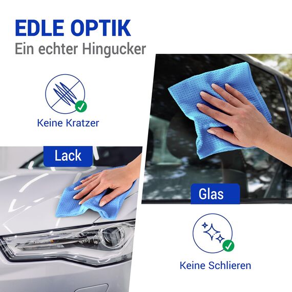 wolk Waffeltücher - Mikrofasertuch mit Waffelstruktur - 10 Stück - Größe: 38 x 38 cm - Farbe: blau - Lappen, Reinigungstücher, Putztücher - Bad, Küche, Gastronomie