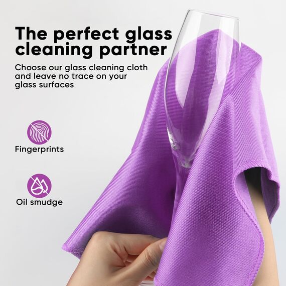 HOMEXCEL Mikrofaser-Glasreinigungstücher 12 Stück, fusselfrei, fleckenfrei, wiederverwendbar zur Reinigung von Fenstern, Glas, Spiegeln, Bildschirmen, etc., 30 x 30cm