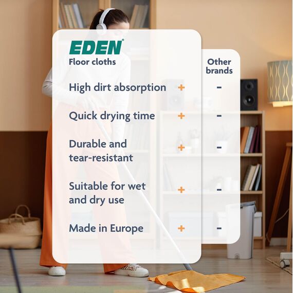 GROSSARTIGE UNIVERSAL-Boden PUTZLAPPEN - Orangefarbene Bodentücher 5 Stück - 50x60cm - Vielseitig einsetzbar und sehr saugfähig - Für die Bodenreinigung - EDEN®