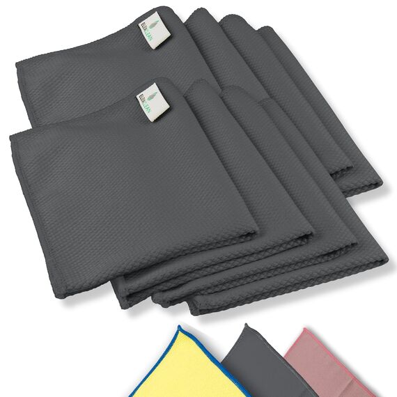 ELEXACLEAN Fenstertuch streifenfrei, Mikrofaser Fensterputztücher (8 Stück, 40x30 cm, anthrazit) Premium Glas Putztücher Auto für Innen & Außen