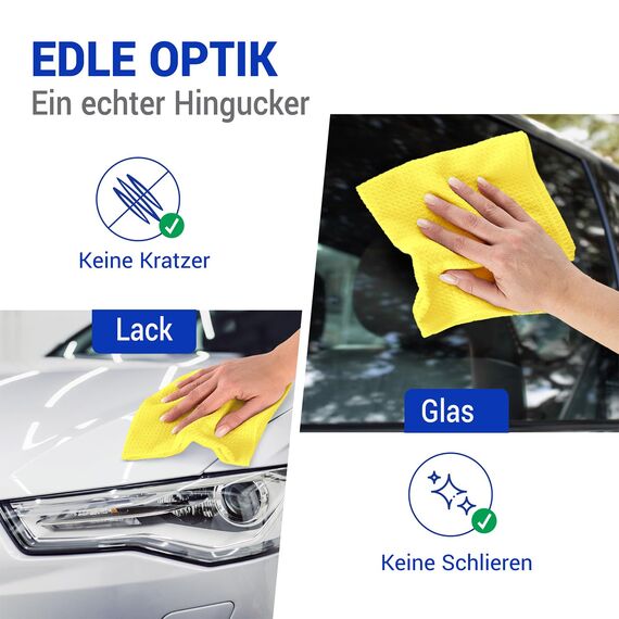 wolk Waffeltücher - Mikrofasertuch mit Waffelstruktur - 10 Stück - Größe: 38 x 38 cm - Farbe: gelb - Lappen, Reinigungstücher, Putztücher - Bad, Küche, Gastronomie