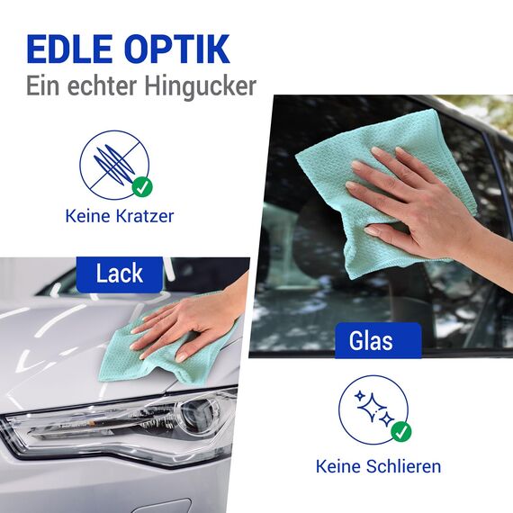 wolk Waffeltücher - Mikrofasertuch mit Waffelstruktur - 10 Stück - Größe: 38 x 38 cm - Farbe: Mint - Lappen, Reinigungstücher, Putztücher - Bad, Küche, Gastronomie