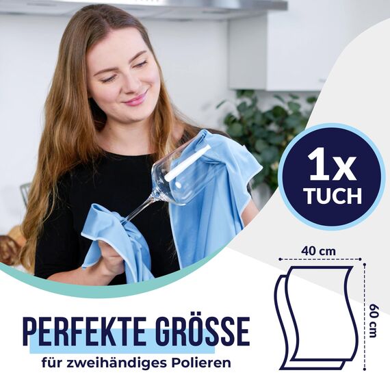 culiclean Fenster Poliertuch – Mikrofaser Poliertücher Gläser – Glastuch Fenster – Fensterputztücher streifenfrei – Fenstertuch fusselfrei – 1 Stück – 40x60cm, weiß