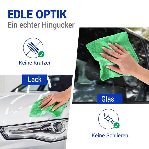 wolk Waffeltücher - Mikrofasertuch mit Waffelstruktur - 10 Stück - Größe: 38 x 38 cm - Farbe: grün - Lappen, Reinigungstücher, Putztücher - Bad, Küche, Gastronomie