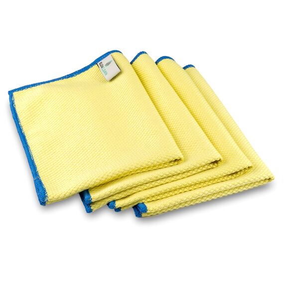 ELEXACLEAN Fenstertuch streifenfrei, Mikrofaser Fensterputztücher (4 Stück, 40x30 cm, gelb) Premium Glas Putztücher Auto für Innen & Außen