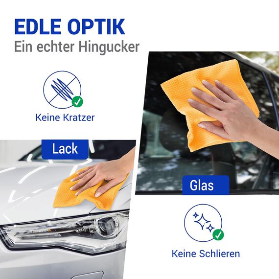 wolk Waffeltücher - Mikrofasertuch mit Waffelstruktur - 10 Stück - Größe: 38 x 38 cm - Farbe: orange - Lappen, Reinigungstücher, Putztücher - Bad, Küche, Gastronomie