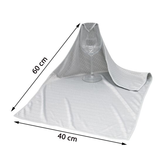 ZOLLNER 5er Set Microfaser Gläsertücher, Fenstertücher, 40x60 cm, grau