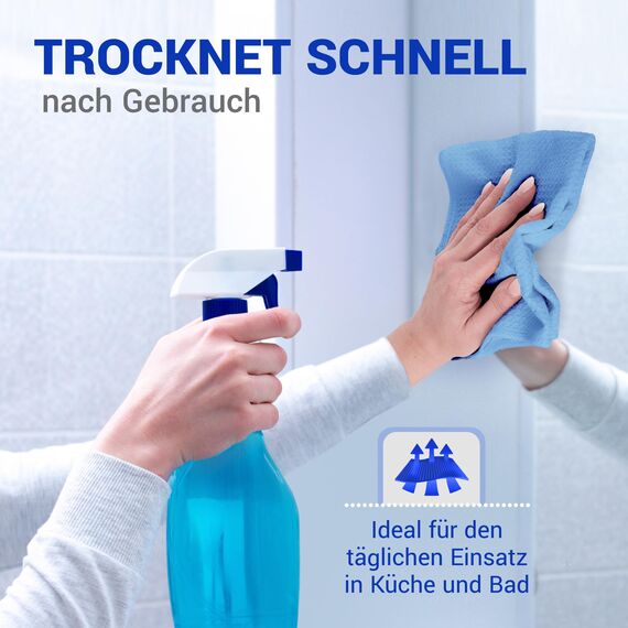 wolk Waffeltücher - Mikrofasertuch mit Waffelstruktur - 10 Stück - Größe: 38 x 38 cm - Farbe: blau - Lappen, Reinigungstücher, Putztücher - Bad, Küche, Gastronomie