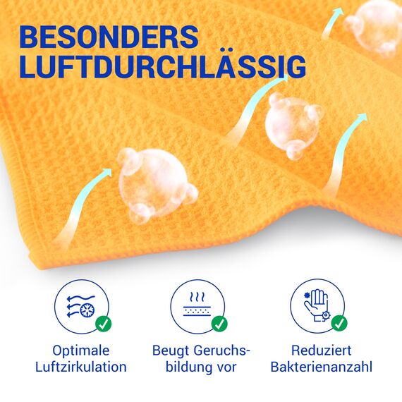 wolk Waffeltücher - Mikrofasertuch mit Waffelstruktur - 10 Stück - Größe: 38 x 38 cm - Farbe: orange - Lappen, Reinigungstücher, Putztücher - Bad, Küche, Gastronomie