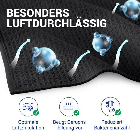 wolk Waffeltücher - Mikrofasertuch mit Waffelstruktur - 10 Stück - Größe: 38 x 38 cm - Farbe: schwarz - Lappen, Reinigungstücher, Putztücher - Bad, Küche, Gastronomie