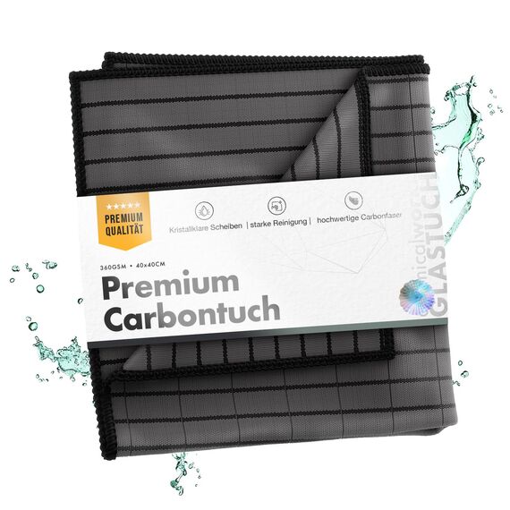 Chemicalworkz® Premium Carbontuch (360GSM, 40x40cm) - Mikrofaser Glastuch für kristallklare Autoscheiben ohne Streifen & Schlieren - Fenstertücher, Scheibentuch, Carbon Tuch Auto, Microfasertuch Glas