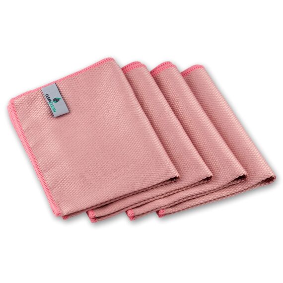 ELEXACLEAN Fenstertuch streifenfrei, Mikrofaser Fensterputztücher (4 Stück, 40x30 cm, rot) Premium Glas Putztücher Auto für Innen & Außen