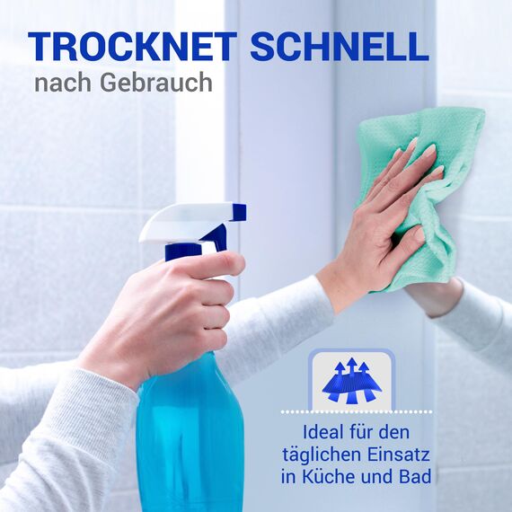 wolk Waffeltücher - Mikrofasertuch mit Waffelstruktur - 10 Stück - Größe: 38 x 38 cm - Farbe: Mint - Lappen, Reinigungstücher, Putztücher - Bad, Küche, Gastronomie