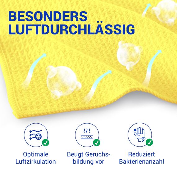 wolk Waffeltücher - Mikrofasertuch mit Waffelstruktur - 10 Stück - Größe: 38 x 38 cm - Farbe: gelb - Lappen, Reinigungstücher, Putztücher - Bad, Küche, Gastronomie