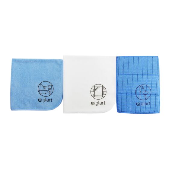 Glart 3er Set Microfasertücher für Bad, WC, Dusche, Badezimmer, Sanitär, Haushalt