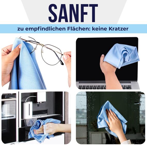 culiclean Fenster Poliertuch – Mikrofaser Poliertücher Gläser – Glastuch Fenster – Fensterputztücher streifenfrei – Fenstertuch fusselfrei – 2 Stück – 40x60cm, weiß