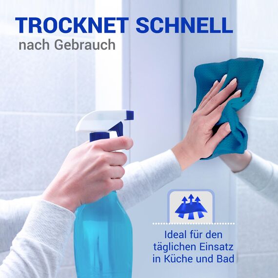 wolk Waffeltücher - Mikrofasertuch mit Waffelstruktur - 10 Stück - Größe: 38 x 38 cm - Farbe: dunkelblau - Lappen, Reinigungstücher, Putztücher - Bad, Küche, Gastronomie