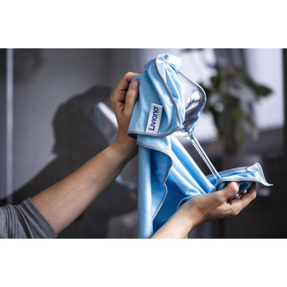 Liviona 2er Set Polarglanz Mikrofaser Glaspoliertücher – Spiegeltuch - Hochwertige Poliertücher für Hochglanzflächen, Spiegel, Gläser reinigt Streifen- und Fusselfrei (2 Stück Packung ca. 40x60