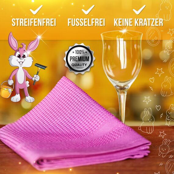 Swoopies® [3er Set Professionelle Mikrofasertücher | Langlebige Reinigungstücher mit nur Wasser Streifen/Fusselfrei | Ultra weiche & große Tücher für Küche, Bad, Fenster, Auto | 60x40cm | Rosa