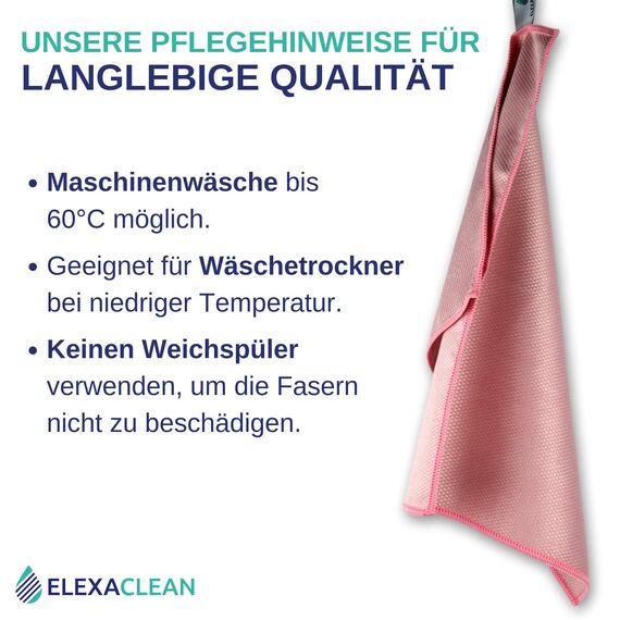 ELEXACLEAN Fenstertuch streifenfrei, Mikrofaser Fensterputztücher (4 Stück, 40x30 cm, rot) Premium Glas Putztücher Auto für Innen & Außen