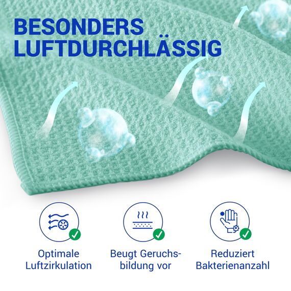 wolk Waffeltücher - Mikrofasertuch mit Waffelstruktur - 10 Stück - Größe: 38 x 38 cm - Farbe: Mint - Lappen, Reinigungstücher, Putztücher - Bad, Küche, Gastronomie
