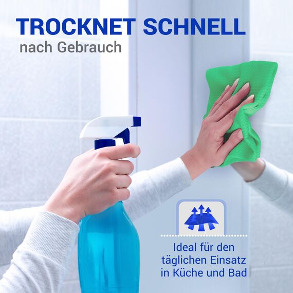 wolk Waffeltücher - Mikrofasertuch mit Waffelstruktur - 10 Stück - Größe: 38 x 38 cm - Farbe: grün - Lappen, Reinigungstücher, Putztücher - Bad, Küche, Gastronomie