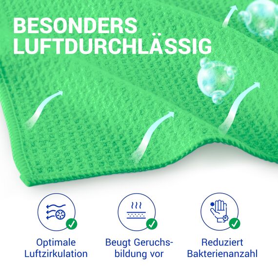 wolk Waffeltücher - Mikrofasertuch mit Waffelstruktur - 10 Stück - Größe: 38 x 38 cm - Farbe: grün - Lappen, Reinigungstücher, Putztücher - Bad, Küche, Gastronomie