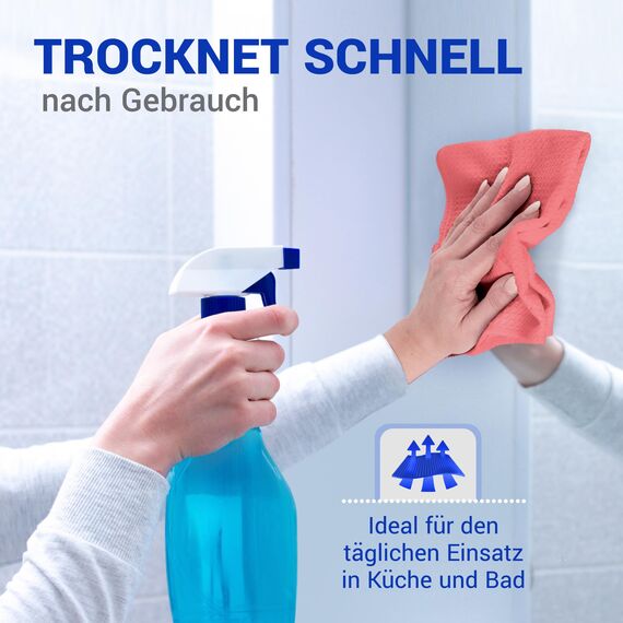 wolk Waffeltücher - Mikrofasertuch mit Waffelstruktur - 10 Stück - Größe: 38 x 38 cm - Farbe: rot - Lappen, Reinigungstücher, Putztücher - Bad, Küche, Gastronomie