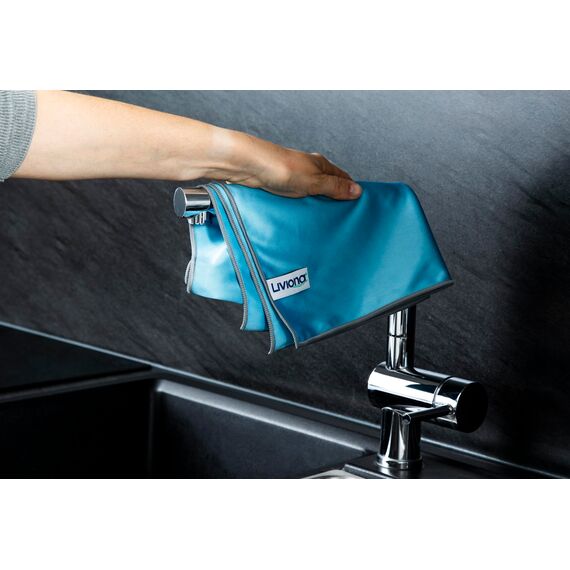 Liviona 4er Set Mikrofaser Poliertücher 40x60 cm, Streifen- und Fusselfrei, Spiegeltücher für Glas, Hochglanzflächen, Autopflege, Gastronomie