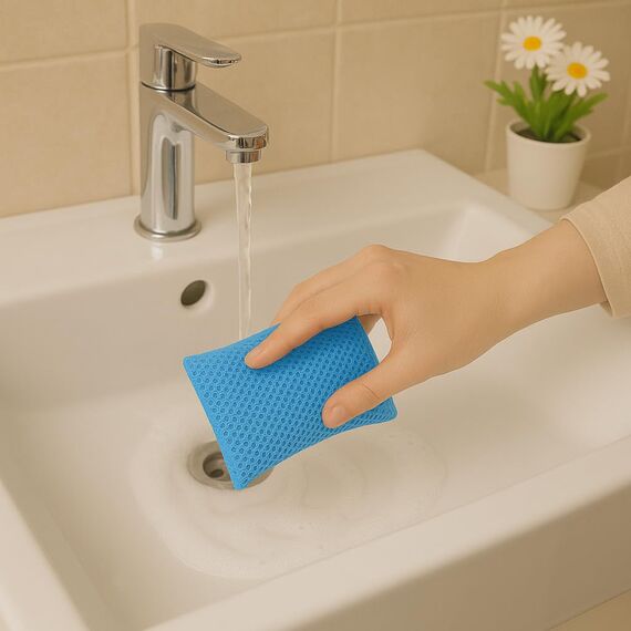 mr.Green – 4er Set Wiederverwendbare Schwämme – Waschbar, Langlebig, Geruchsneutral – Für Küche & Bad – Umweltfreundlich & Kratzfrei (Blau)