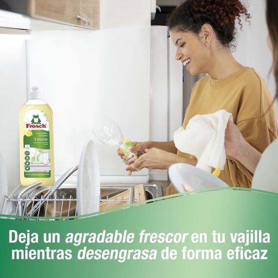 Frosch - Handspüler Flüssigkeit, Bio-Balsam Zitrone, entfettet und schützt die Haut, dermatologisch getestet - Packung mit 10 Stück x 750 ml