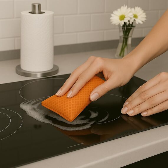 mr.Green – 4er Set Wiederverwendbare Schwämme – Waschbar, Langlebig, Geruchsneutral – Für Küche & Bad – Umweltfreundlich & Kratzfrei (Orange)